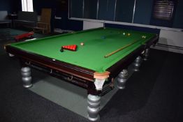 *Clifton Eight Leg Mahogany Framed Slate Bed Snooker Table with Accessories Including Balls, Rest,