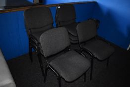 *8x Stackable Office Chairs with Upholstered Seats & Back in Charcoal Cloth