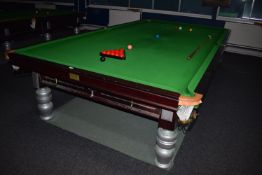 *Clifton Eight Leg Mahogany Framed Slate Bed Snooker Table with Accessories Including Balls, Rest,