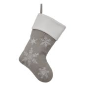 * Classic Silver Snowflake Christmas Stocking (216 in total - 3 cartons of 72) 40cm long x 20cm