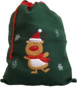 * Classic Santa Sack with Reindeer - Unlined (144 in total - 3 cartons of 48) 88cmx50cm
