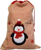 * Hessian Santa Sack with Penguin (51 in total - 1 carton of 36 plus part carton) 88cmx50cm