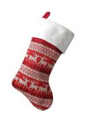 * Fair Isle Reindeer Knitted Red Christmas Stocking (144 in total - 2 cartons of 72) 40cm long x