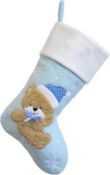 * Baby Blue Teddy Christmas Stocking (230 in total - 3 cartons of 72 plus part carton 40cm long x