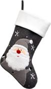 * Dark Grey Felt Santa Christmas Stocking (144 in total - 2 cartons of 72) 40cm long x 20cm across