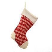 * Red and Cream Knitted Christmas Stocking (96 in total. 4 x boxes of 24) 40cm long x 20cm across