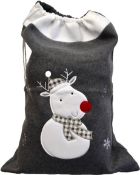 * Dark Grey Felt Christmas Stocking with Reindeer (180 in total - 6 cartons of 30) 88cmx50cm