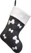 * Dark Grey Felt Dog Bones Christmas Stocking (144 in total 2 cartons of 72) 40cm long x 20cm across