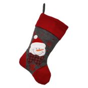 * Dark Red and Grey Snowman Christmas Stocking (71 in total) 40cm long x 20cm across top