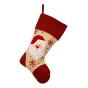* Cream Calico Santa Christmas Stocking (144 in total - 2 cartons of 72) 40cm long x 20cm across