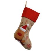 * Red Top Hessian Reindeer Christmas Stocking (144 in total - 2 cartons of 72) 40cm long x 20cm