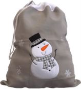 * Classic Silver Santa Sack with Snowman - Unlined (70 in total - 1 carton of 48 + part carton)