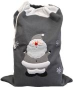 * Dark Grey Knitted Santa Sack with Santa (180 in total - 6 cartons of 30) 88cmx50cm