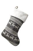 * Fair Isle Reindeer Knitted Grey Christmas Stocking (144 in total - 2 cartons of 72) 40cm long x