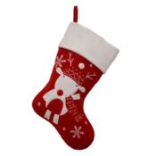 * Red and White Reindeer Christmas Stocking (128 in total - 1 carton of 72 + part carton) 40cm