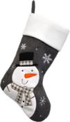 * Dark Grey Felt Snowman Christmas Stocking (144 in total - 2 cartons of 72) 40cm long x 20cm across