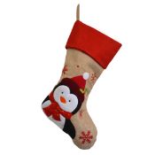 * Red Top Hessian Penguin Christmas Stocking 130 in total - 1 cartons of 72 + 1 part carton) 40cm