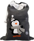 * Dark Grey Felt Christmas Stocking with Penguin (150 in total - 5 cartons of 30) 88cmx50cm