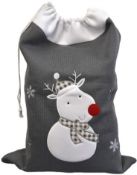 * Dark Grey Knitted Santa Sack with Reindeer (180 in total - 6 cartons of 30) 88cmx50cm