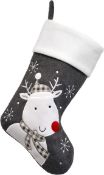 * Dark Grey Felt Reindeer Christmas Stocking (144 in total - 2 cartons of 72) 40cm long x 20cm