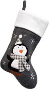 * Dark Grey Felt Penguin Christmas Stocking (72 in total - 1 carton of 72) 40cm long x 20cm across