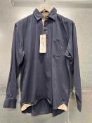 Puffa navy 100% cotton long sleeved shirt