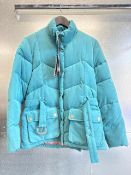 Puffa teal Bartelot quilted jacket with belt Size: 10