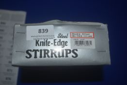 Pair of Stainless Steel Knife Edge Stirrups Double Offset No. 1103 4.25”