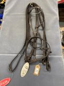 Dever Ascot Plain Bridle with Rubbered Reins Full Size in Black