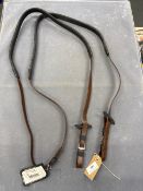 Brown Leather & Rubber Reins with Stops