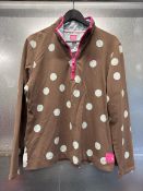 Joules Brown Polka Dot Half Zip Top Size 14