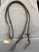 Rubbered Reins with Stops in Brown