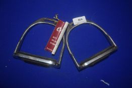Pair of Eldonian Stainless Steel Stirrups with Rubbers 4.25”