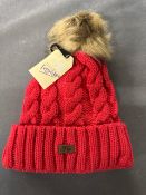 Hy Equestrian Red Cable Knit Bobble Hat