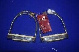 Pair of Eldonian Stainless Steel Stirrups with Rubbers 4.25”