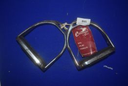 Pair of Eldonian Stainless Steel Stirrups with Rubbers 4”