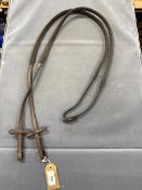 Rubbered Pony Reins with Stops in Brown