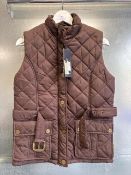 Puffa dark brown Harwood diamond quilted Gilet with belt Size: 12