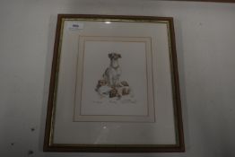 Framed Limited Edition Print “Pride” Depicting Jack Russell with Pups by D.M. Dent 122 of 850