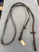Brown Leather & Rubber Reins with Leather Stops