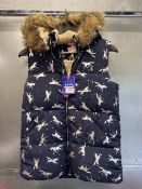 Joules Navy and Silver Unicorn Hooded and Padded Gilet - Age 11-12