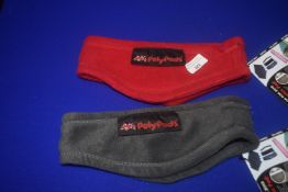 2x Poly Pads Fleece Headbands (1x red, 1x grey)
