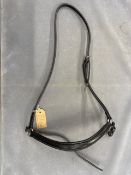 Leather Drop Nose Band Raised and Padded, Full Size in Black