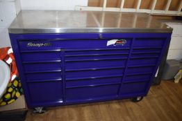 *Snap-on 18 Drawer Tool Chest in Blue with Stainless Steel Top 53” wide Including Contents of