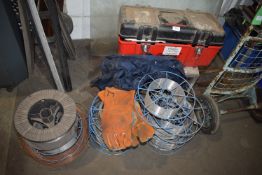 *Welding Mig Wire, Pipes, Box of Various Welding Nozzles, etc.