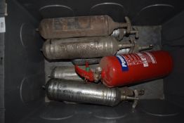 *Box of Assorted Fire Extinguishers Including Some Retro