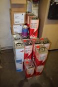 *~30x Assorted 5L Tins Including Axalta PercoTop Activator Standard, Multi Additive, and Value Clear