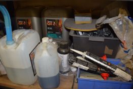 *Contents of Shelf to Include Screen Wash, Part Used Oils, etc.