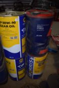 *4x Assorted Part 25L Drums of Gear Oil, 30 Engine Oil, and 1540