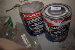 *2x 1L Tins of Hammerite Metal Paint (1x black, 1x silver)